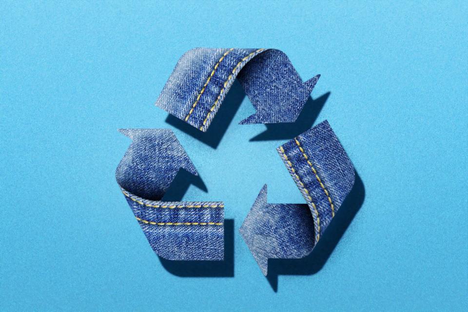 The recycle symbol in denim.